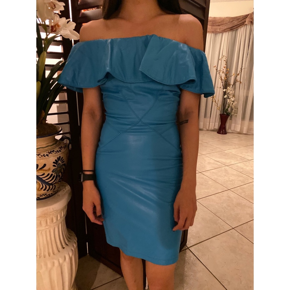 Michael Hoban North Beach Leather Blue Dress